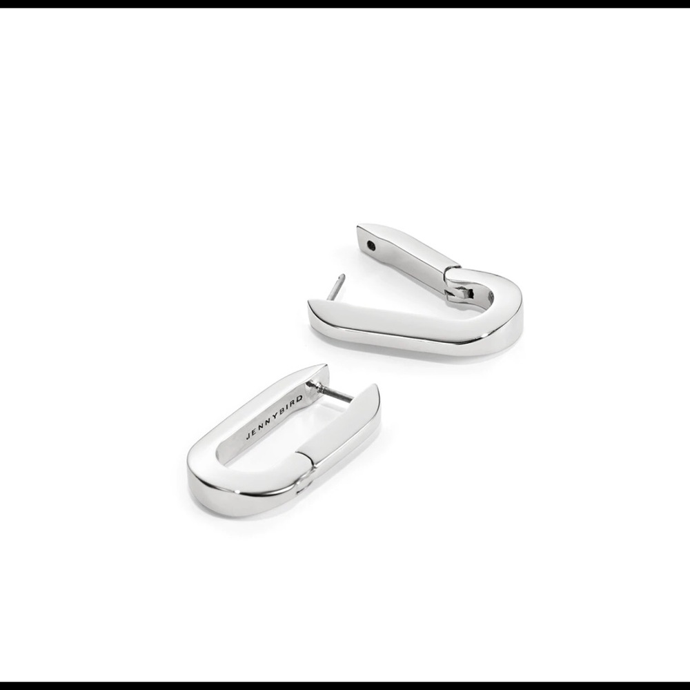A JENNY BIRD ORIGINAL! U LINK HOOP EARRINGS. Finished in high polished Silver.